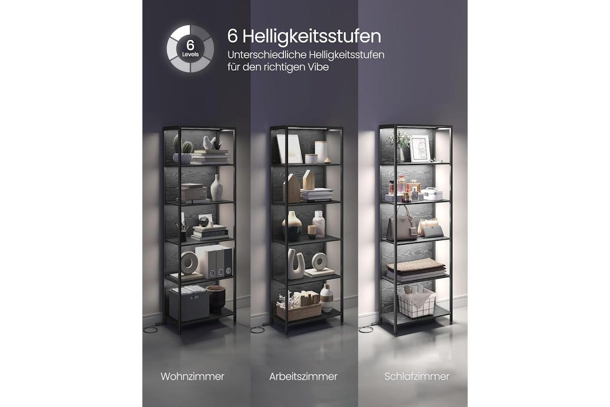 Vasagle Bookshelf | Bookcase | Steel And Chipboard | 6-tier | Ebony Black | 30.3 X 60 X 178.6 Cm-5