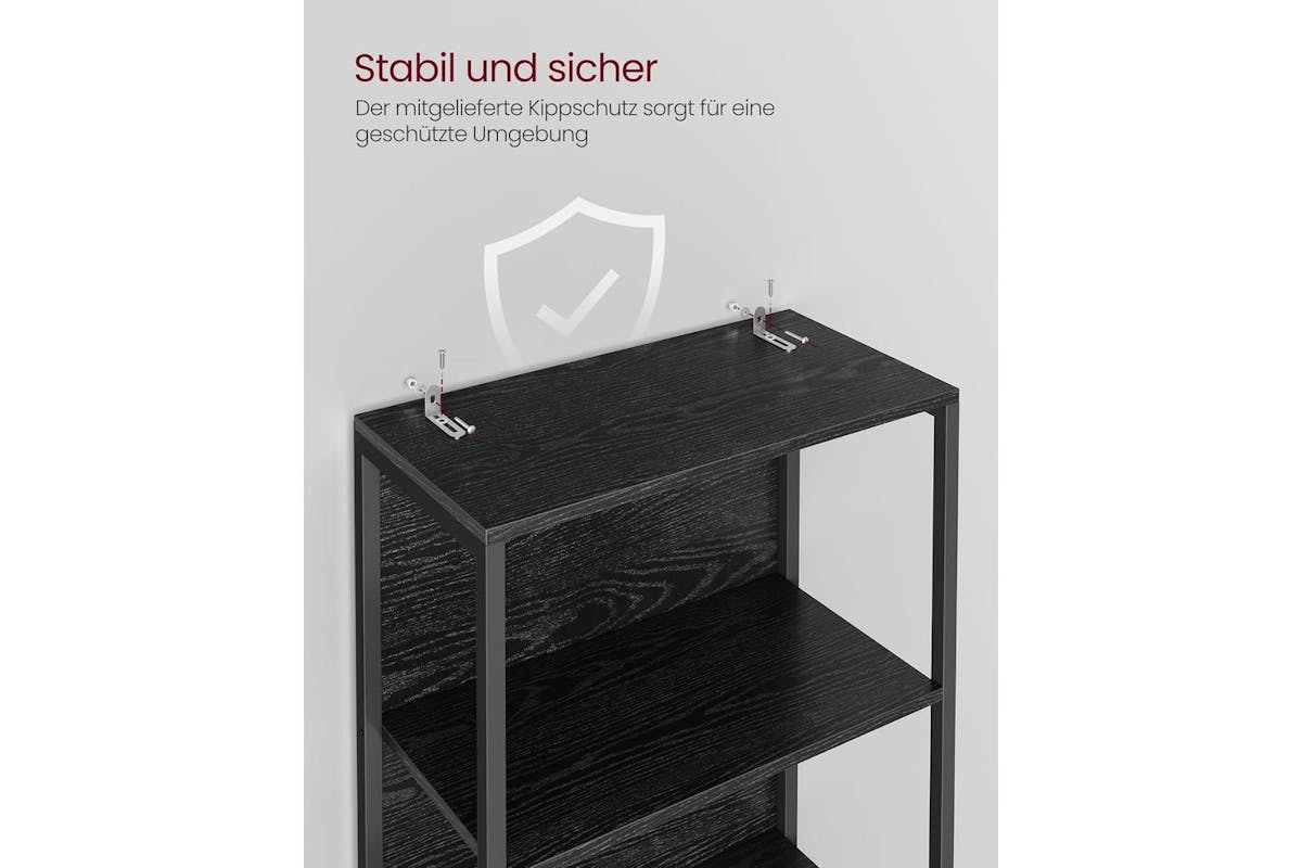 Vasagle Bookshelf | Bookcase | Steel And Chipboard | 6-tier | Ebony Black | 30.3 X 60 X 178.6 Cm-6