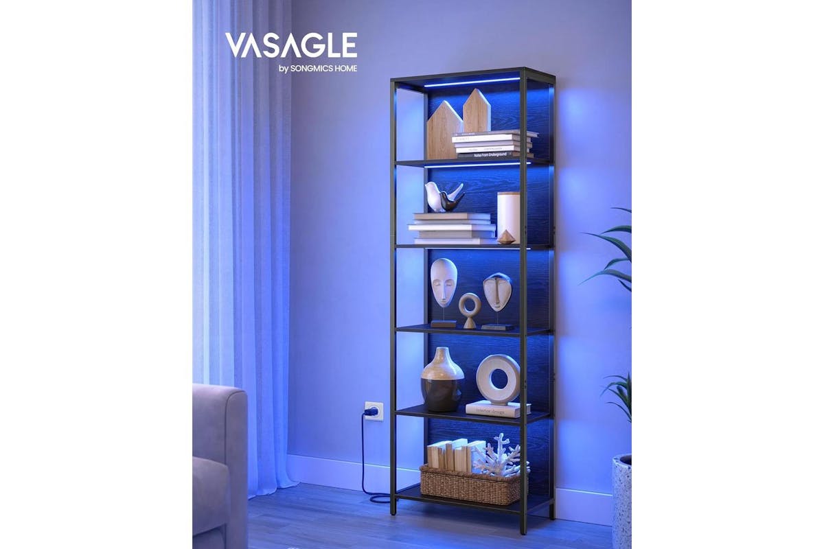 Vasagle Bookshelf | Bookcase | Steel And Chipboard | 6-tier | Ebony Black | 30.3 X 60 X 178.6 Cm-7
