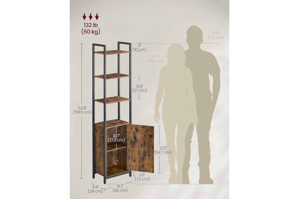 Vasagle Bookshelf | Bookcase | Rustic Brown And Ink Black | 159.5cm-3