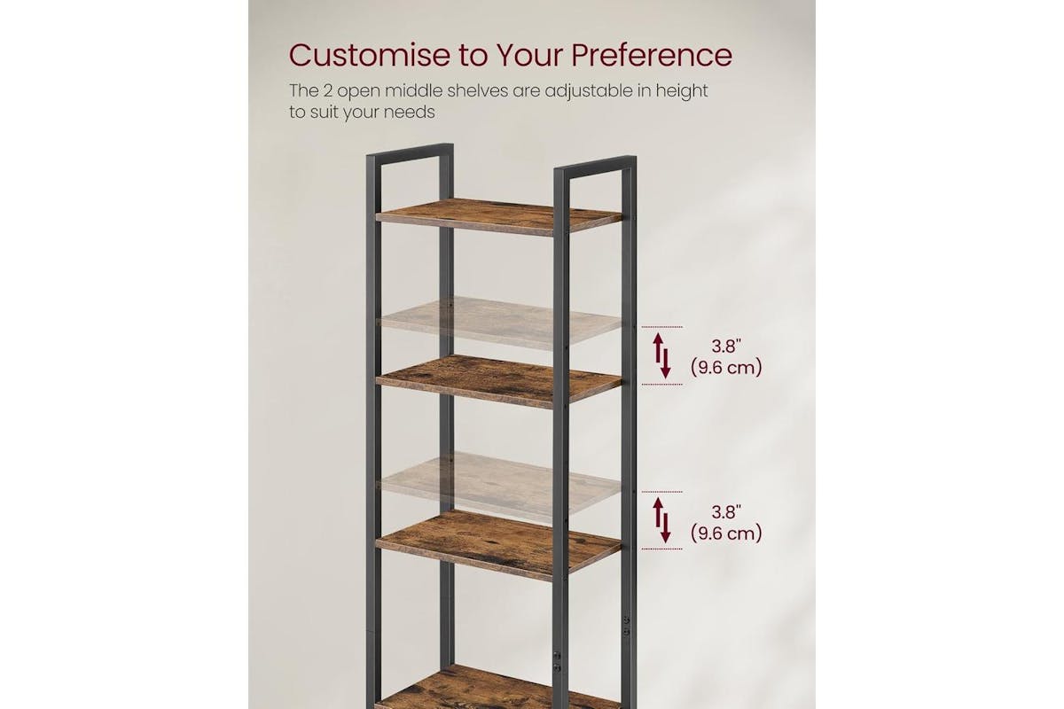 Vasagle Bookshelf | Bookcase | Rustic Brown And Ink Black | 159.5cm-6