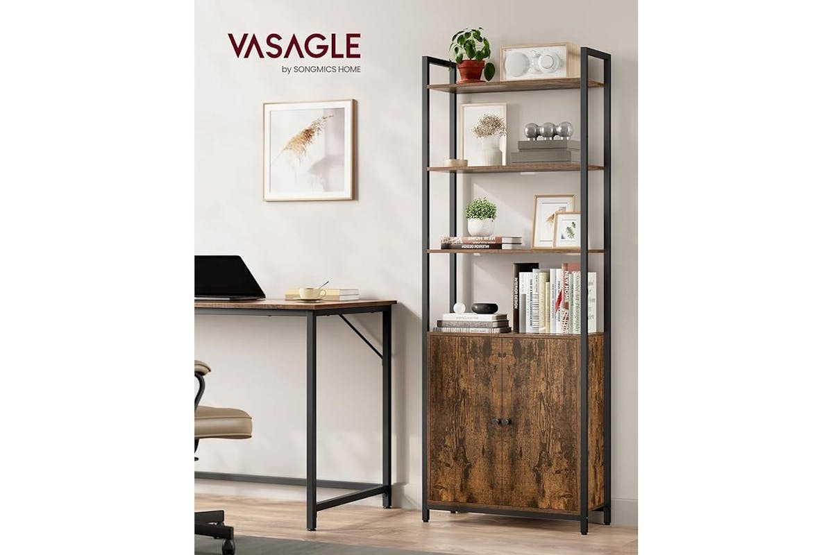 Vasagle Bookshelf | Bookcase | Rustic Brown And Ink Black | 159.5cm-2