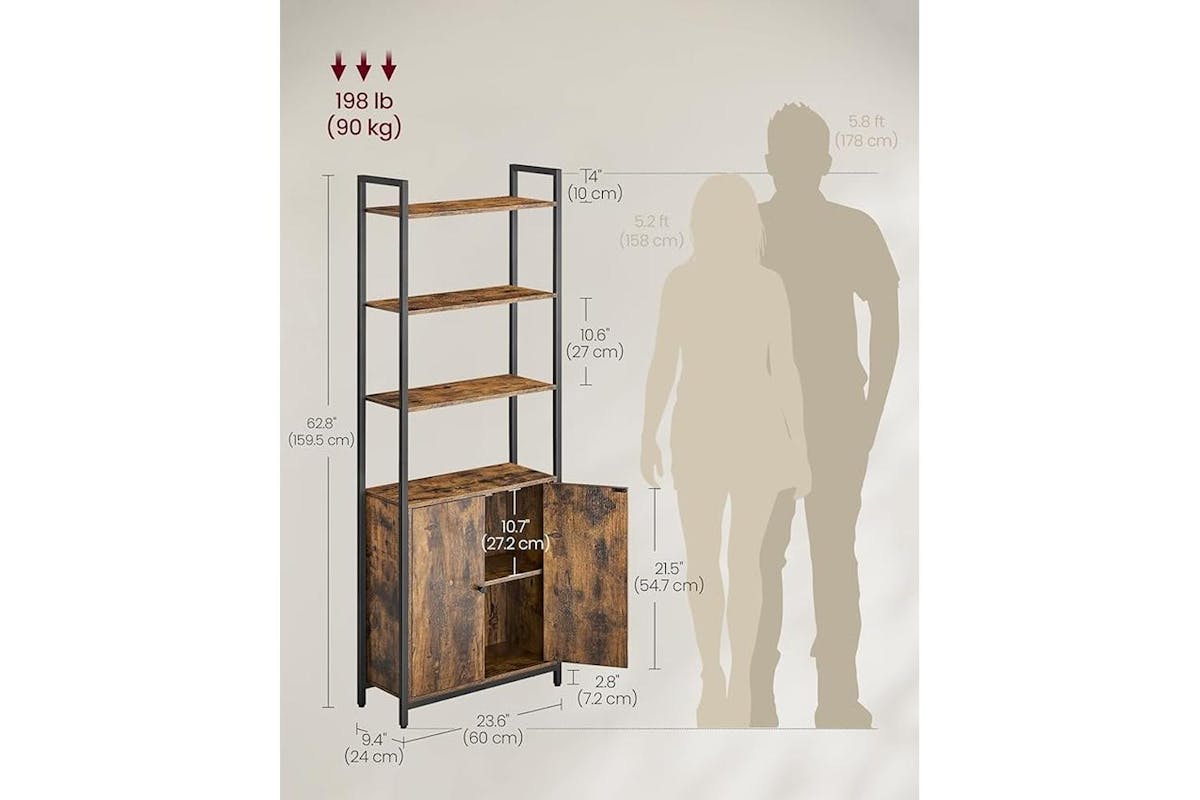Vasagle Bookshelf | Bookcase | Rustic Brown And Ink Black | 159.5cm-3