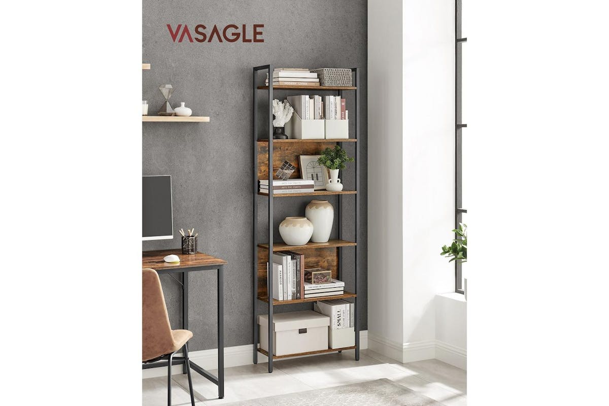 Bookshelf | Bookcase | Particleboard And Steel | 60 X 24 X 186 Cm-2