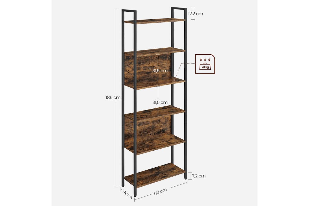 Bookshelf | Bookcase | Particleboard And Steel | 60 X 24 X 186 Cm-7