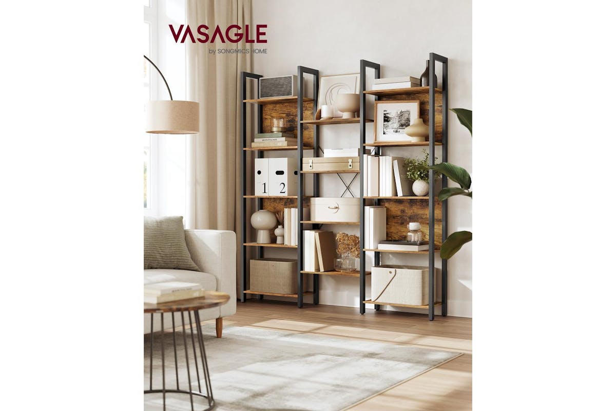 Vasagle Bookshelf | Bookcase | Particleboard And Steel | 24 X 128 X 166 Cm-2