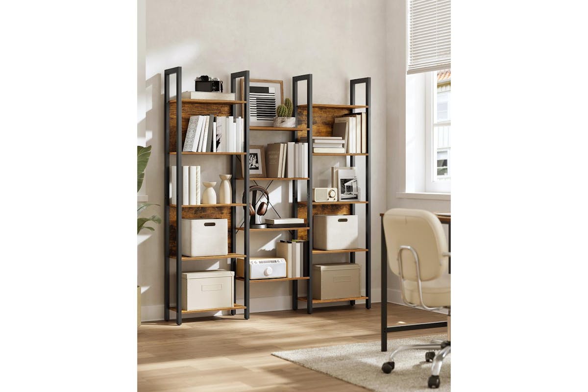 Vasagle Bookshelf | Bookcase | Particleboard And Steel | 24 X 128 X 166 Cm-3