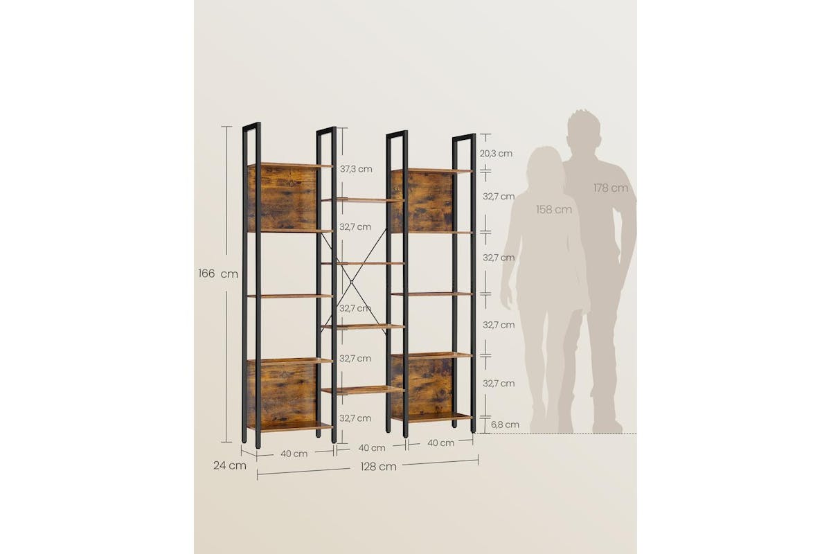 Vasagle Bookshelf | Bookcase | Particleboard And Steel | 24 X 128 X 166 Cm-5