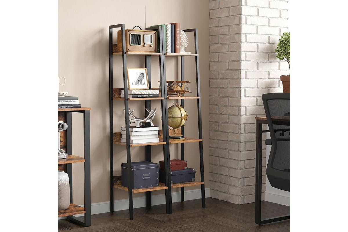 Vasagle Ladder Shelves | Bookcase | Particleboard And Steel | 33.8 X 30 X 140 Cm-2