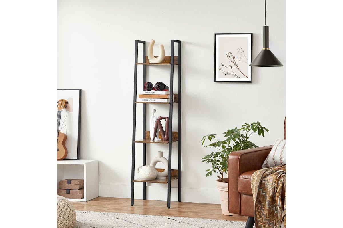 Vasagle Ladder Shelves | Bookcase | Particleboard And Steel | 33.8 X 30 X 140 Cm-3