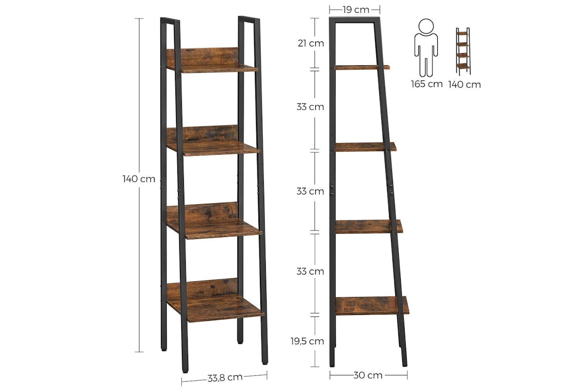 Vasagle Ladder Shelves | Bookcase | Particleboard And Steel | 33.8 X 30 X 140 Cm-7