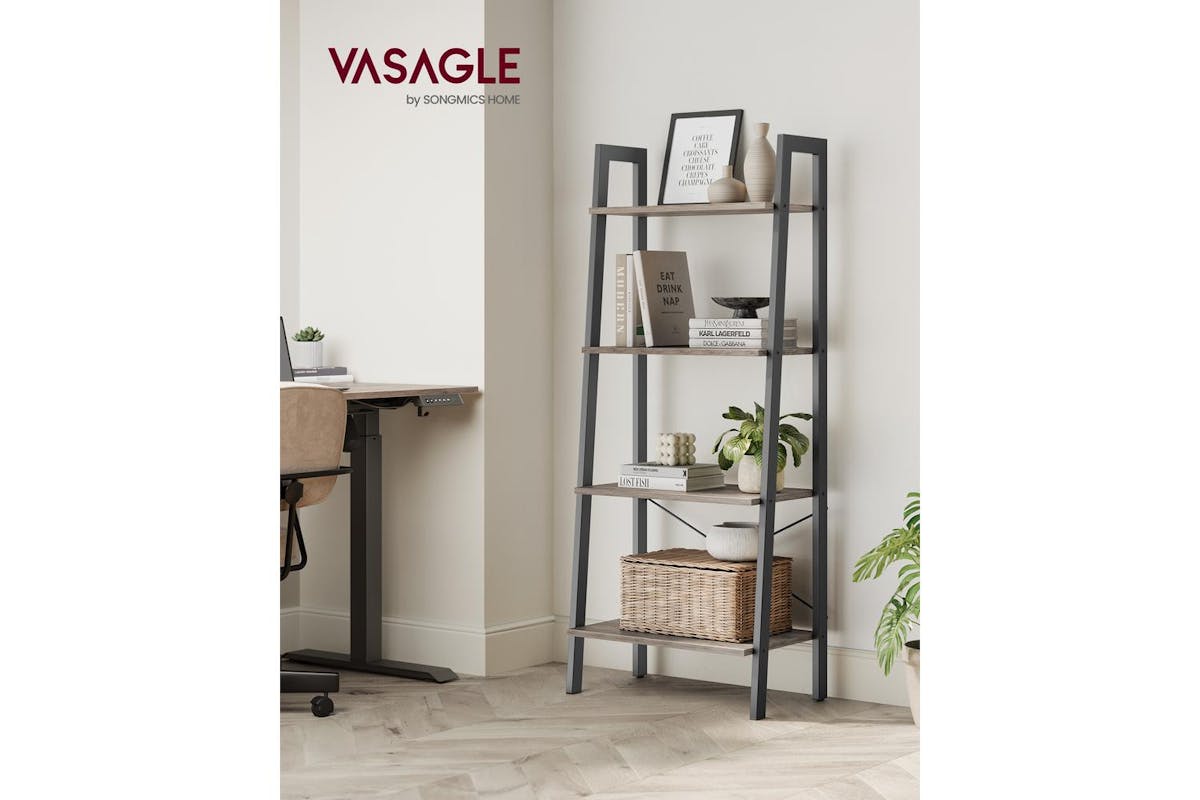 Ladder Shelves | Bookcase | Chipboard And Steel | 137 Cm-2