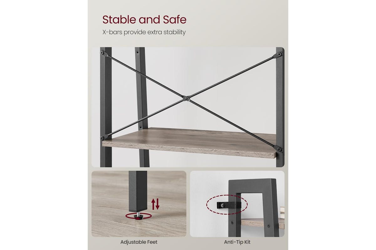 Ladder Shelves | Bookcase | Chipboard And Steel | 137 Cm-5