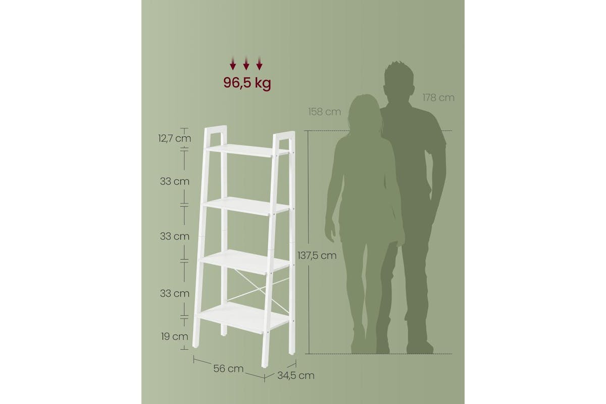 Ladder Shelves | Bookcase | Particleboard And Steel | 4-tier-5