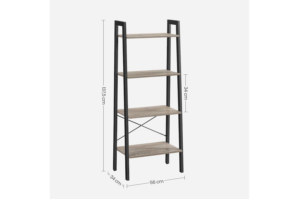 Ladder Shelves | Bookcase | Wood Chipboard And Steel | 56 X 34 X 137.5 Cm-4
