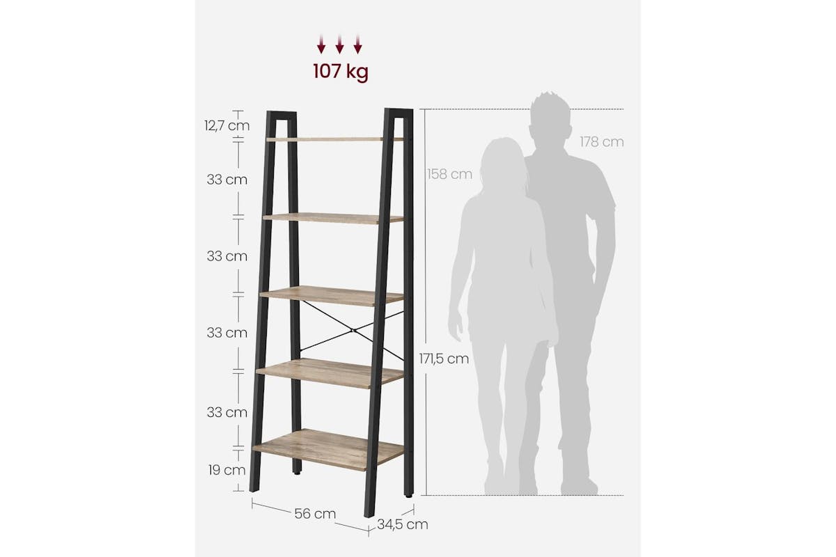 Vasagle Ladder Shelves | Bookcase | Particleboard And Steel | 67.5 Inch-5