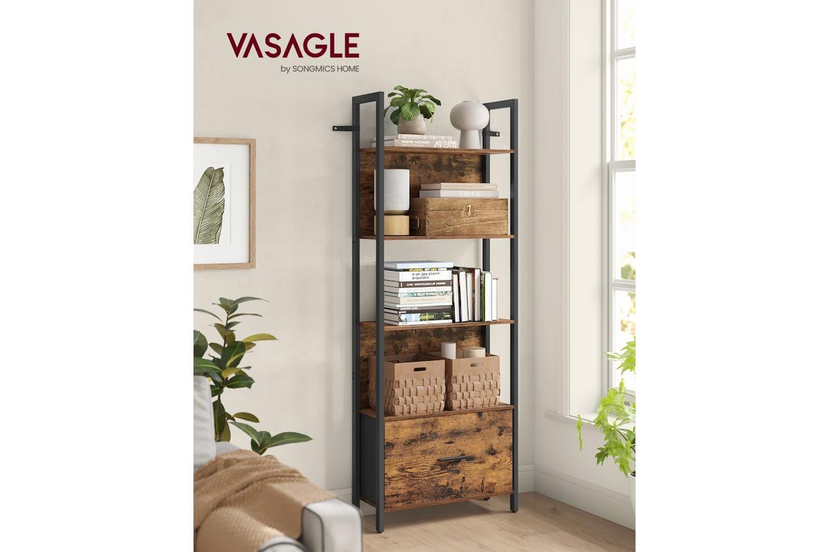 Ladder Shelves | Bookcase | Particleboard And Steel | 5-tier-2