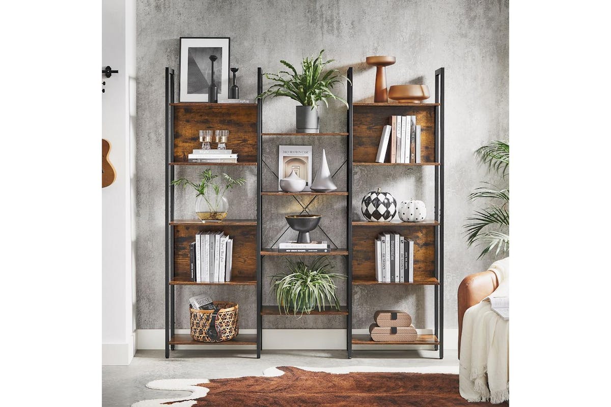 Ladder Shelf | Bookcase | Wood Chipboard & Steel | 158 X 24 X 166 Cm-2