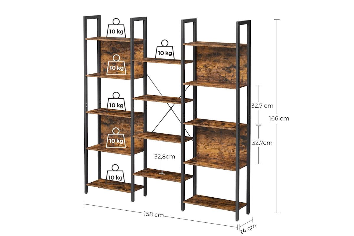 Ladder Shelf | Bookcase | Wood Chipboard & Steel | 158 X 24 X 166 Cm-7