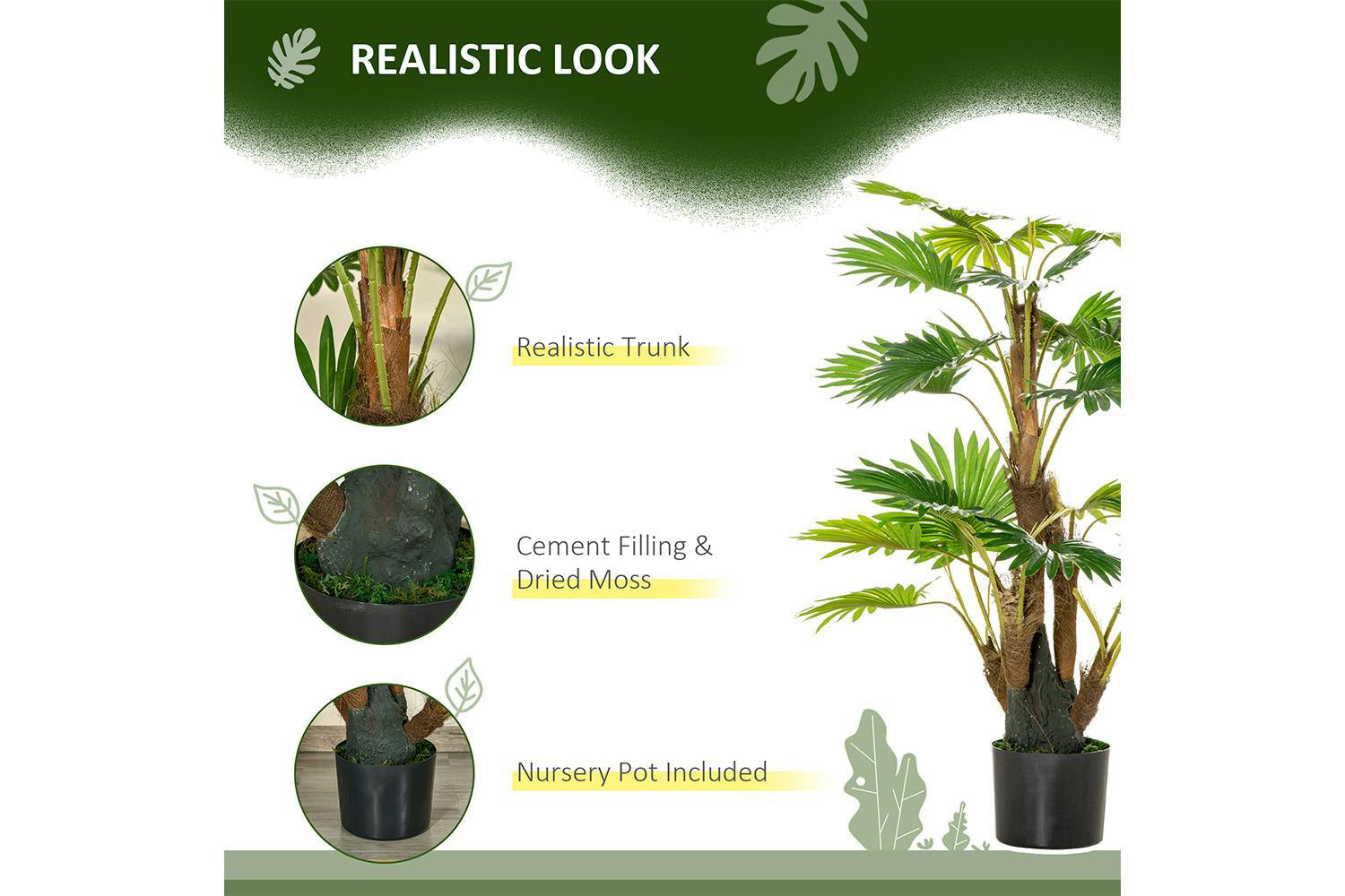 Artificial Tropical Palm Tree | 135 cm-3