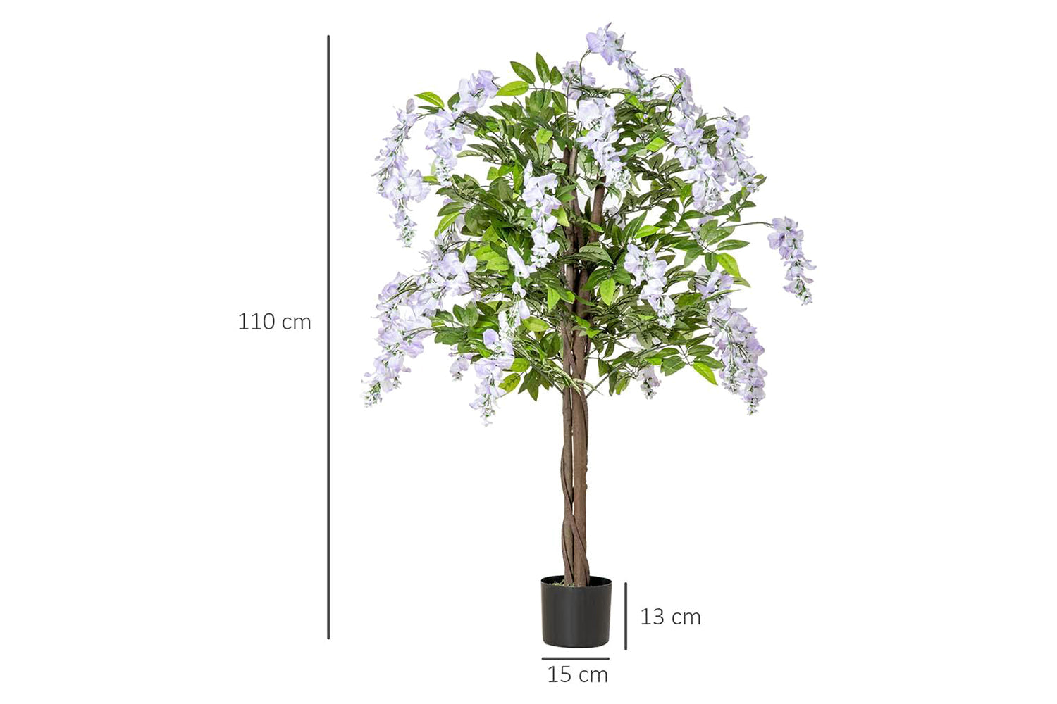 Artificial Wisteria Flower Tree | Green/Lilac | 110 cm-5