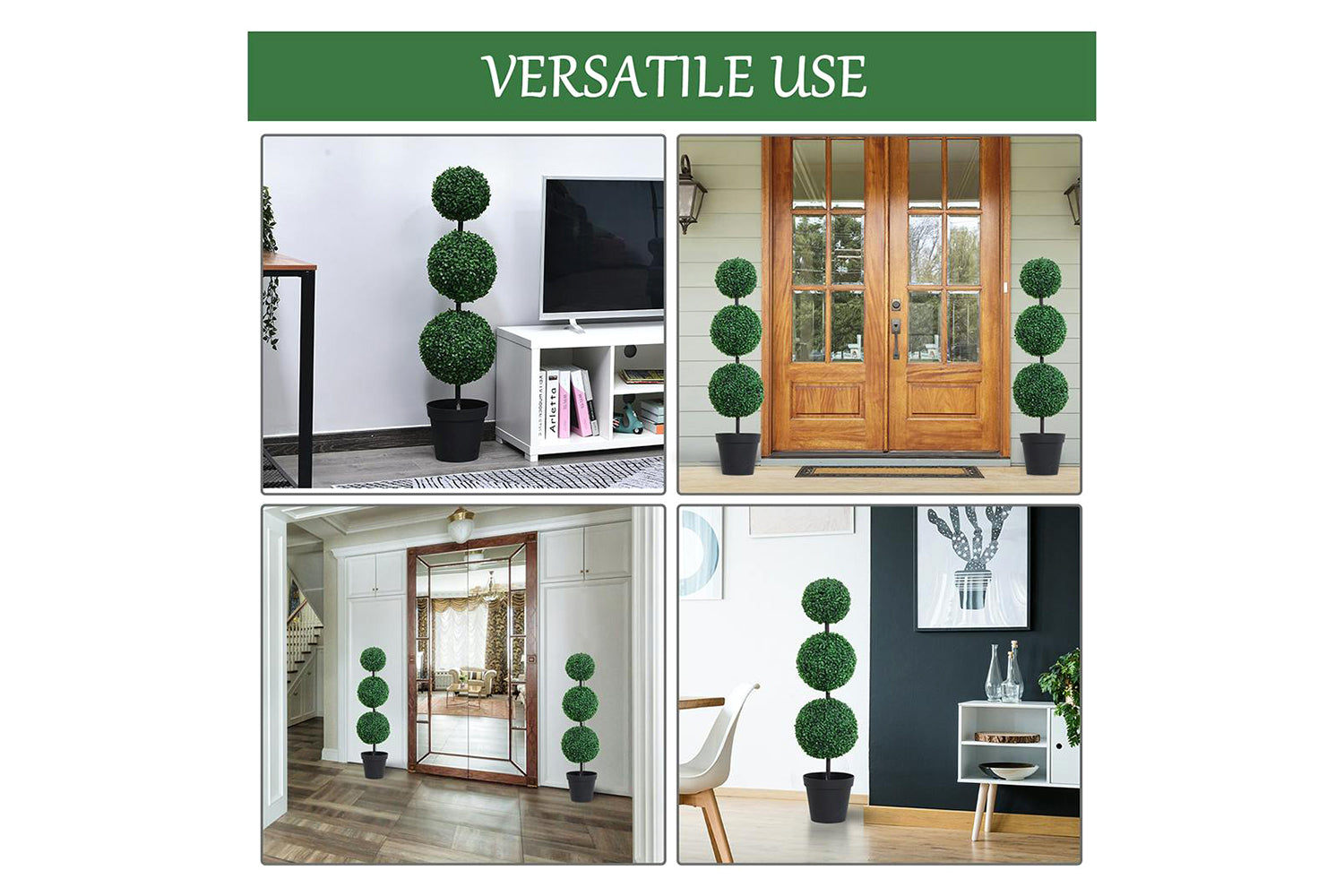 Artificial Boxwood Three Balls Plant | Set of 2 | 112 cm-3