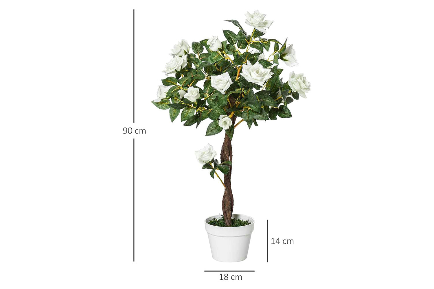 Artificial Camellia Plant | White/Green | 90 cm-5