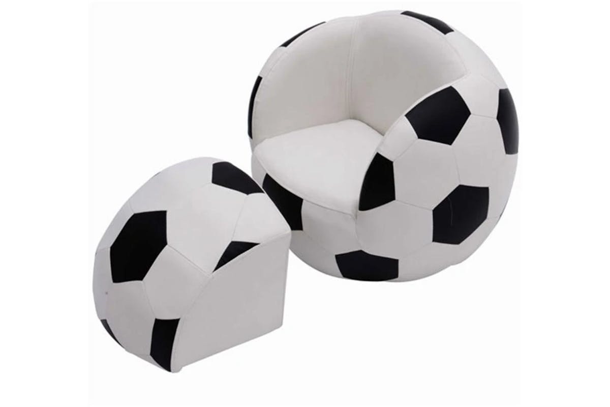 Homcom Children's Football Armchair with Footstool