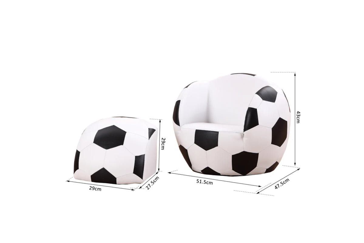 Homcom Children's Football Armchair with Footstool-3