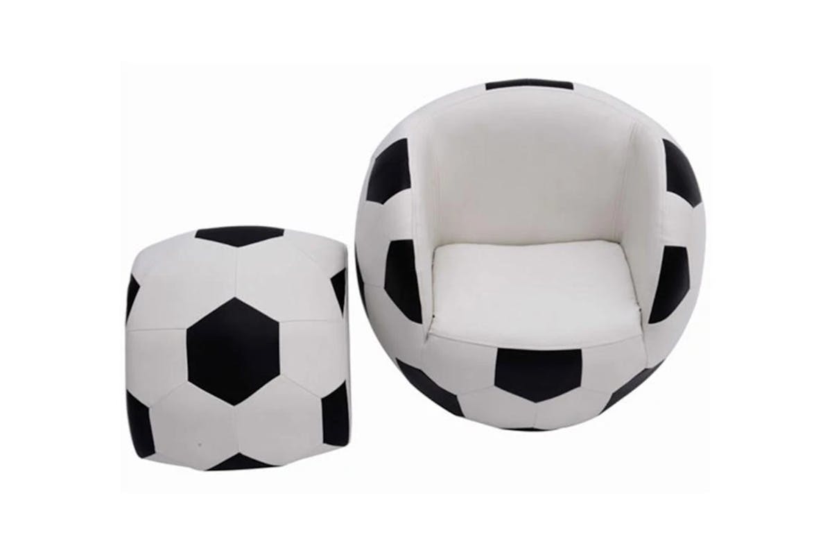 Homcom Children's Football Armchair with Footstool-7