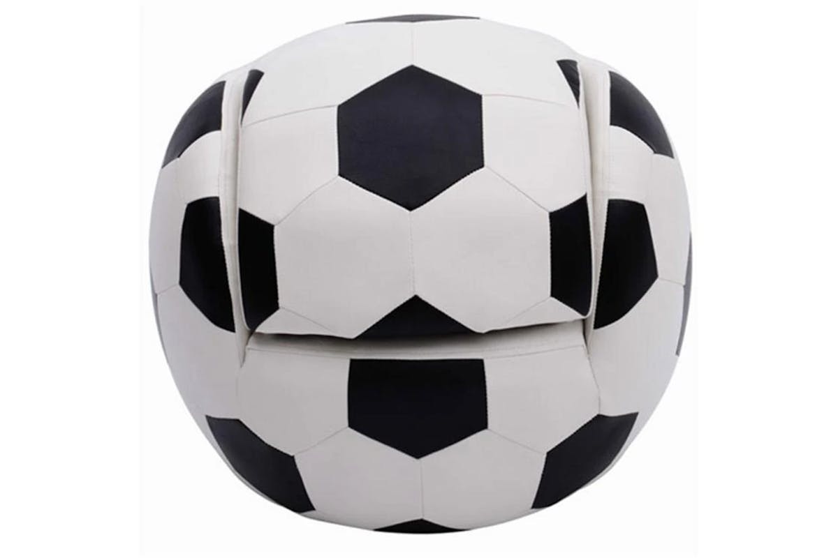Homcom Children's Football Armchair with Footstool-8
