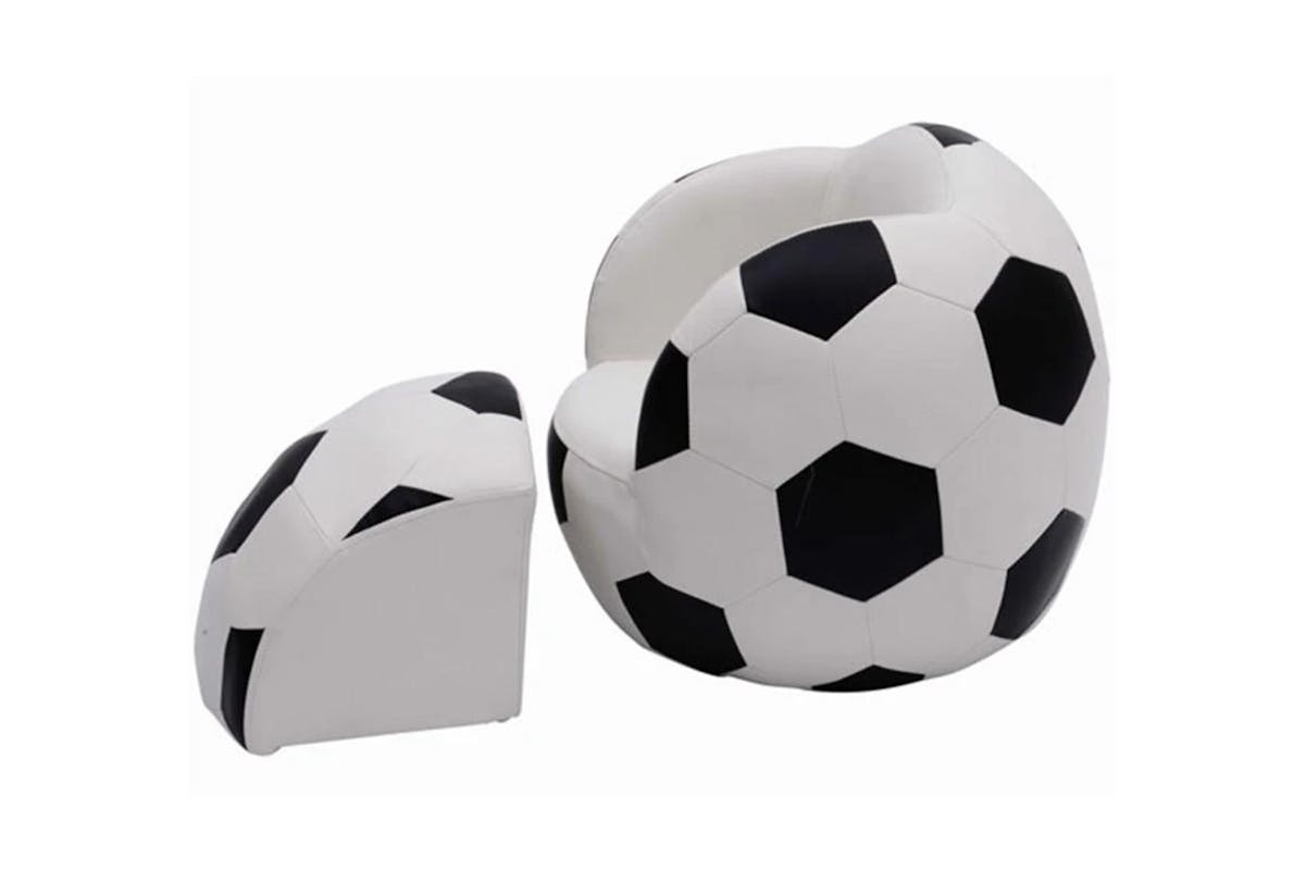 Homcom Children's Football Armchair with Footstool-9