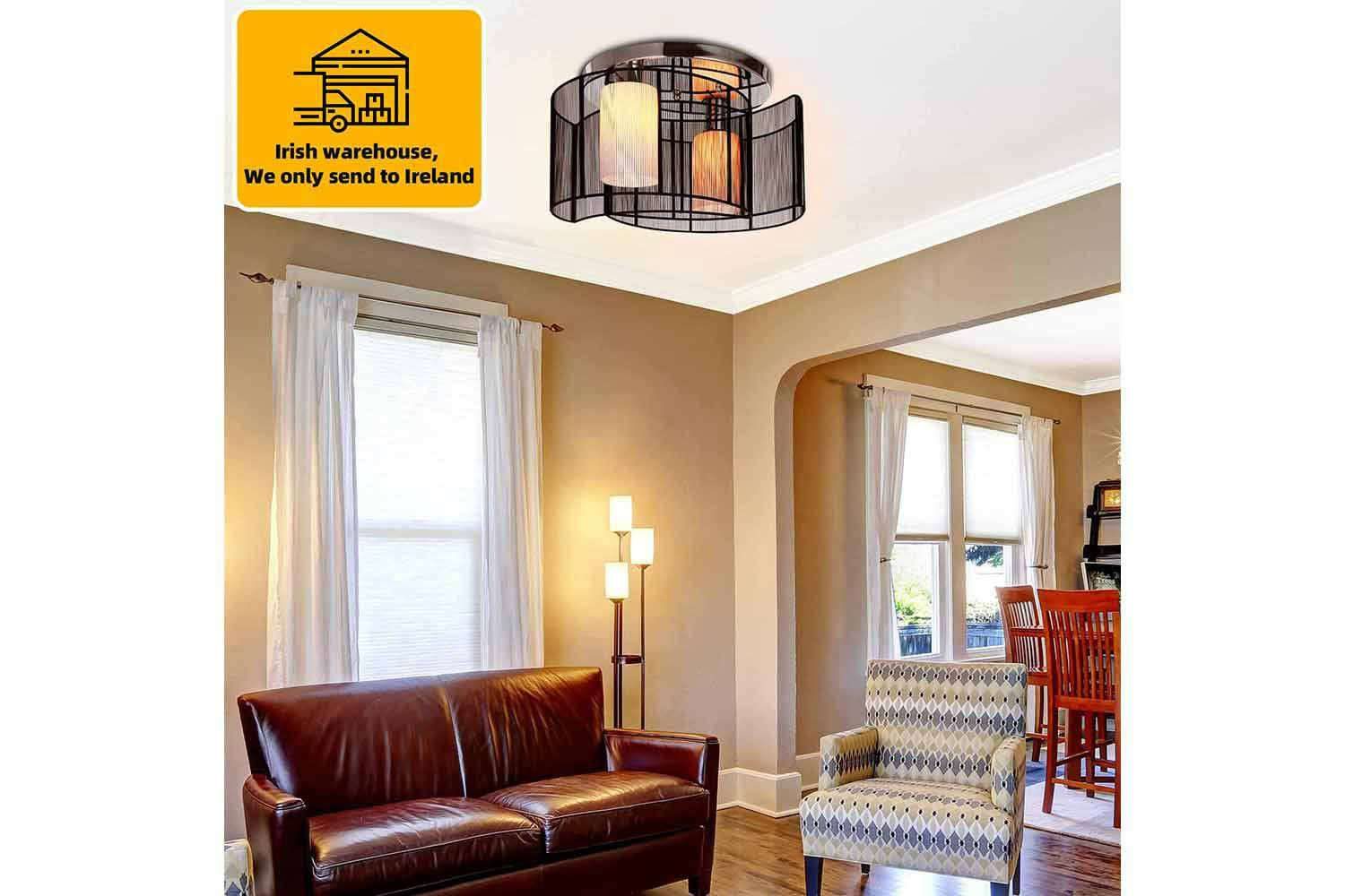 Homcom | Modern Ceiling Light | Black-2