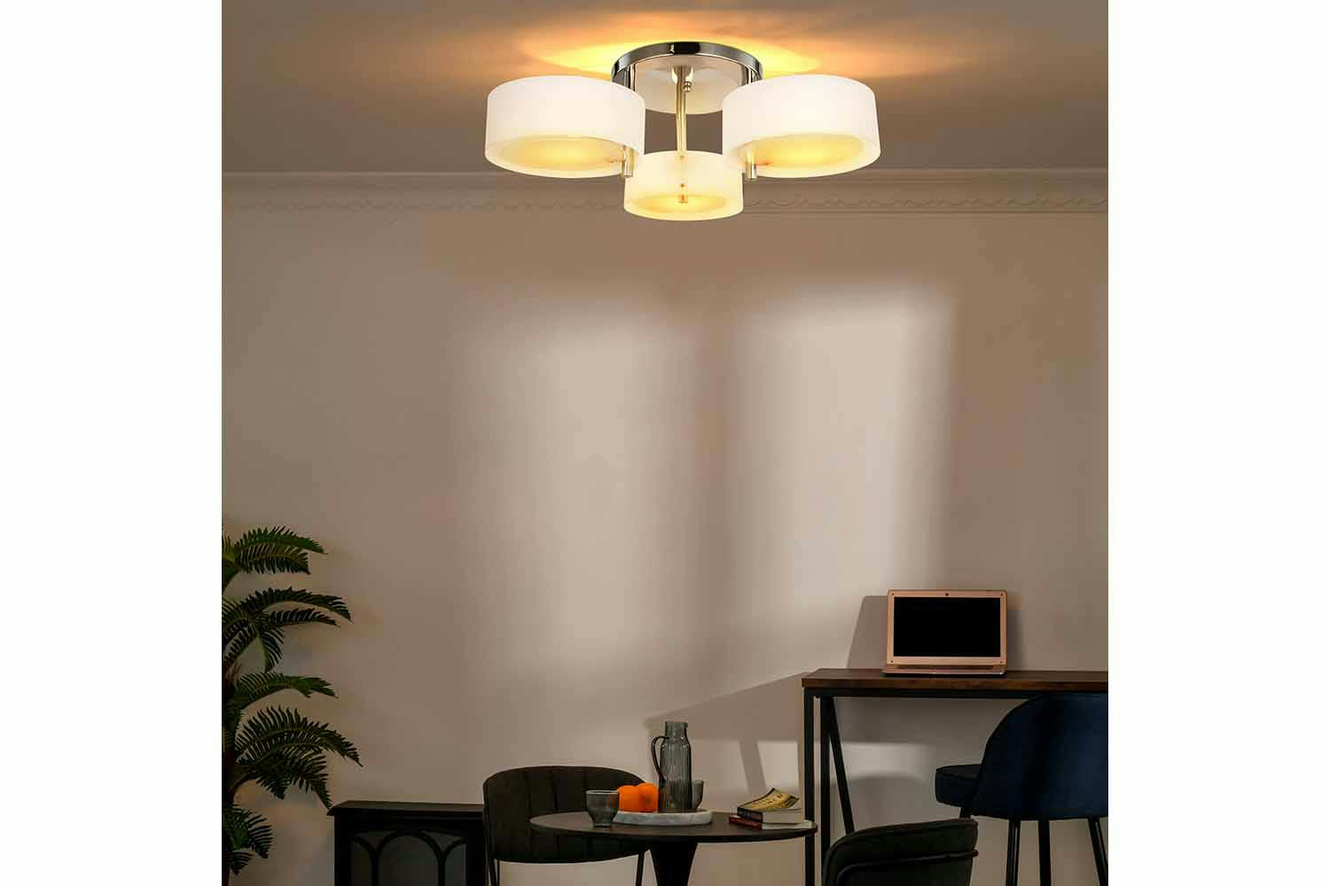 Homcom | Modern Ceiling Light | Silver/White-2