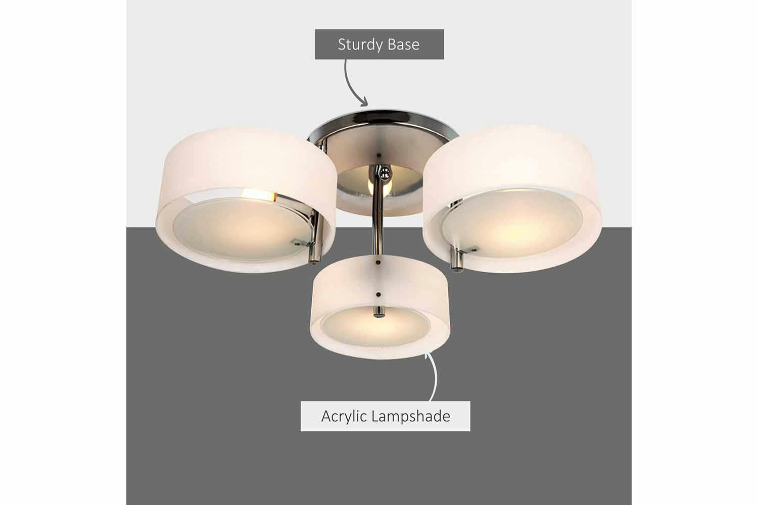 Homcom | Modern Ceiling Light | Silver/White-3