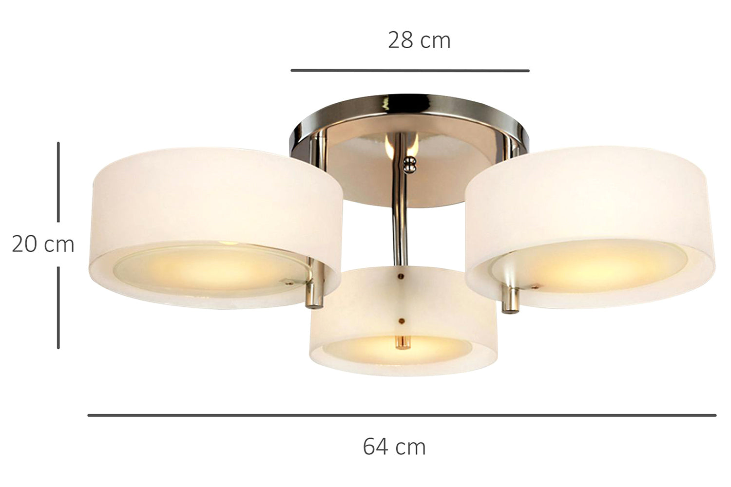 Homcom | Modern Ceiling Light | Silver/White-7