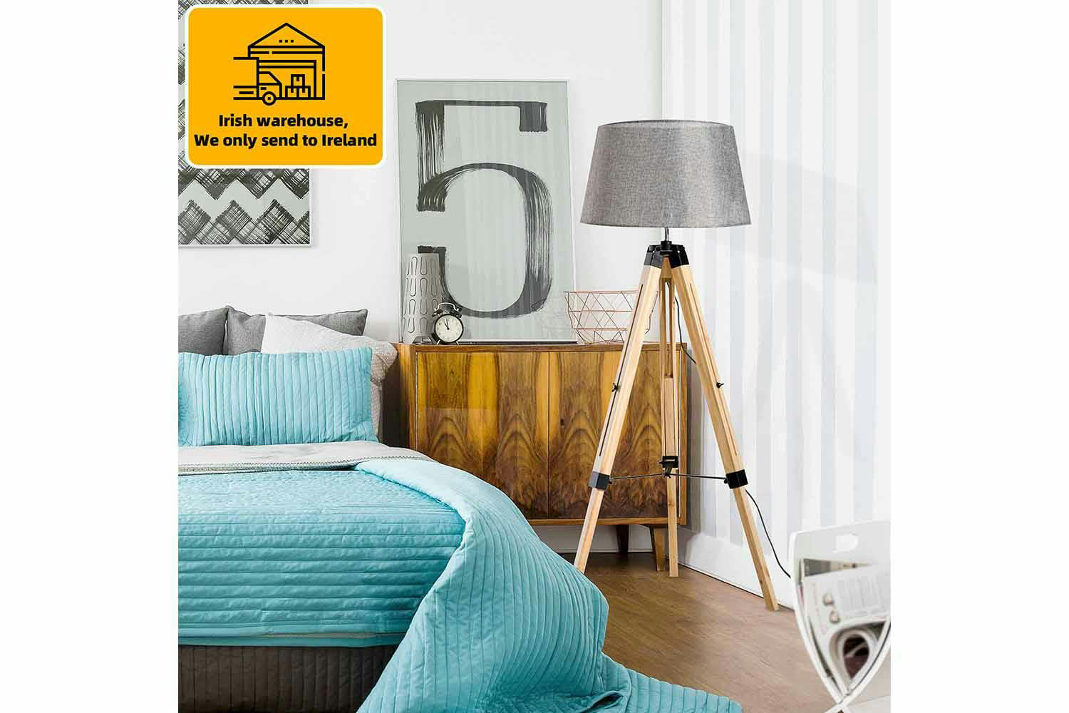 Homcom | Tripod Floor Lamp | Natural/Grey-2