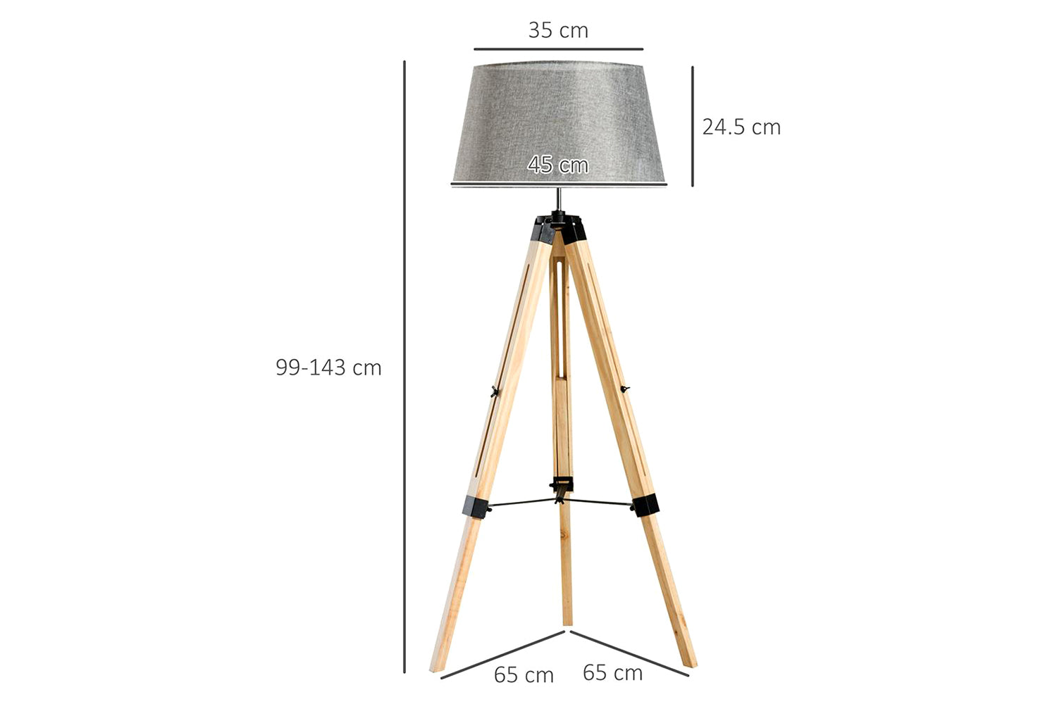 Homcom | Tripod Floor Lamp | Natural/Grey-7