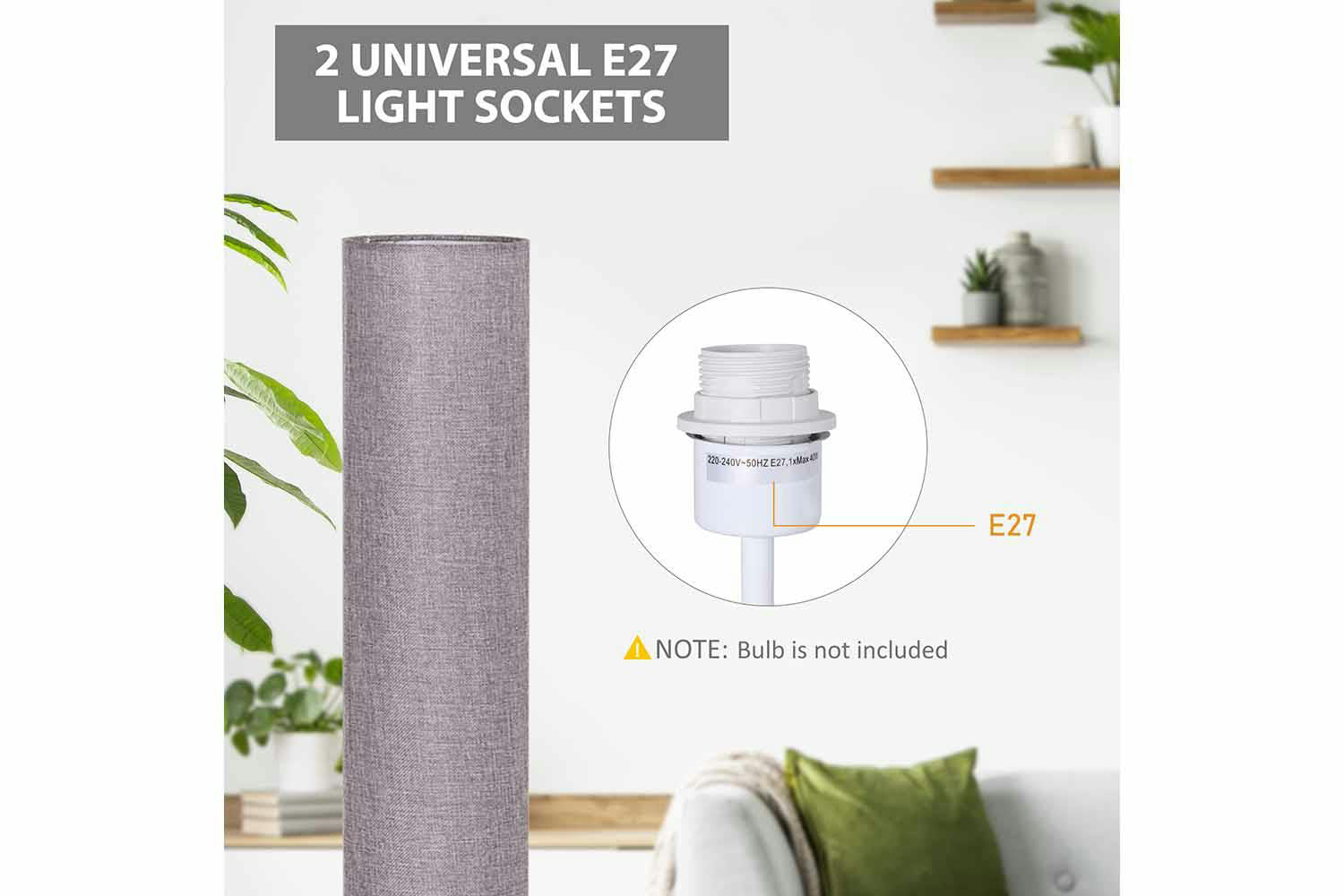 Homcom | Tall Standing Floor Lamp | Grey-3