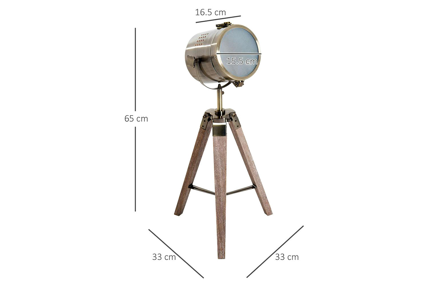 Homcom | Industrial Vintage Tripod Floor Lamp | Grey/Bronze-7