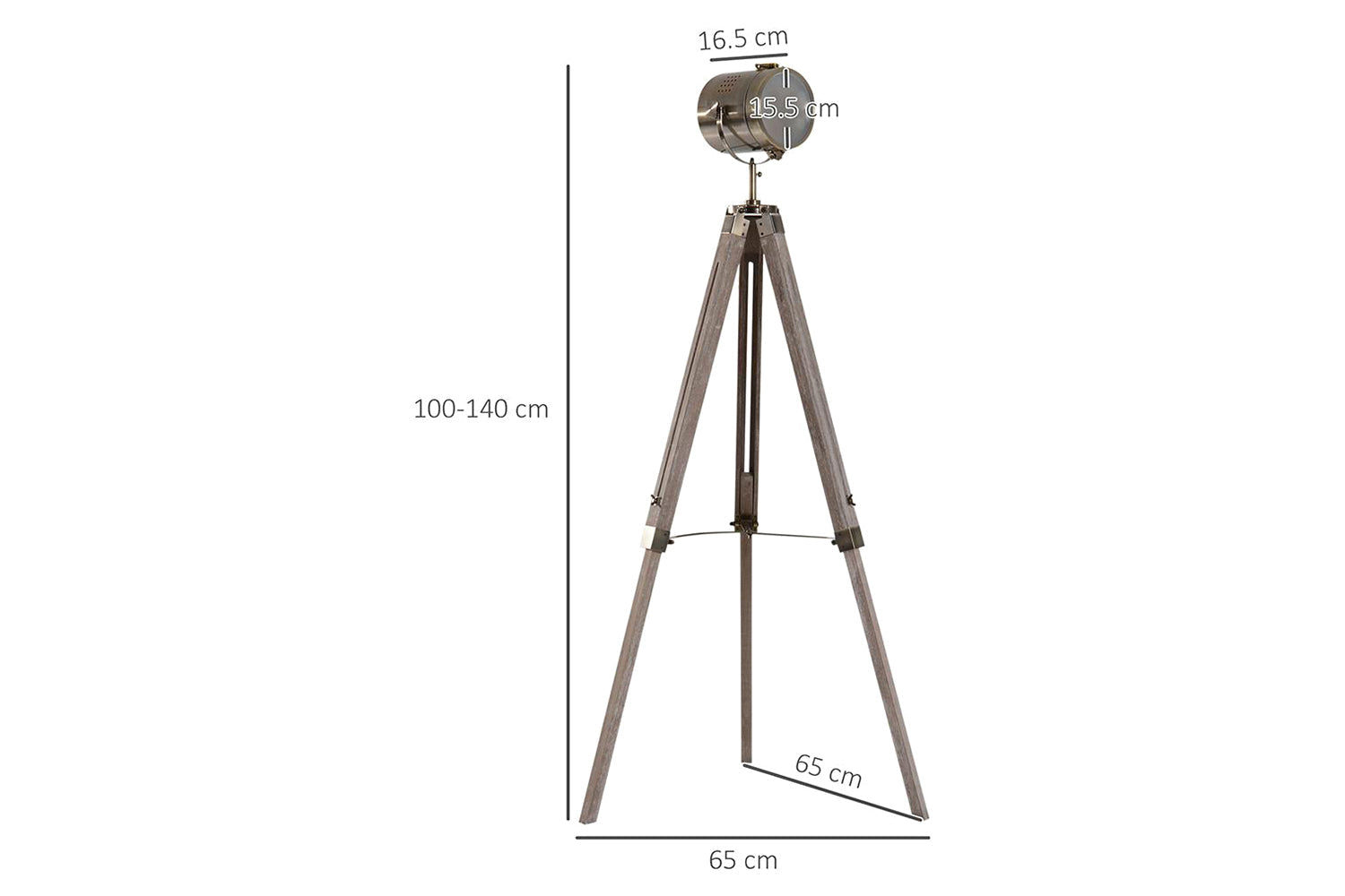 Homcom | Spotlight Tripod Floor Lamp | Grey/Bronze-6