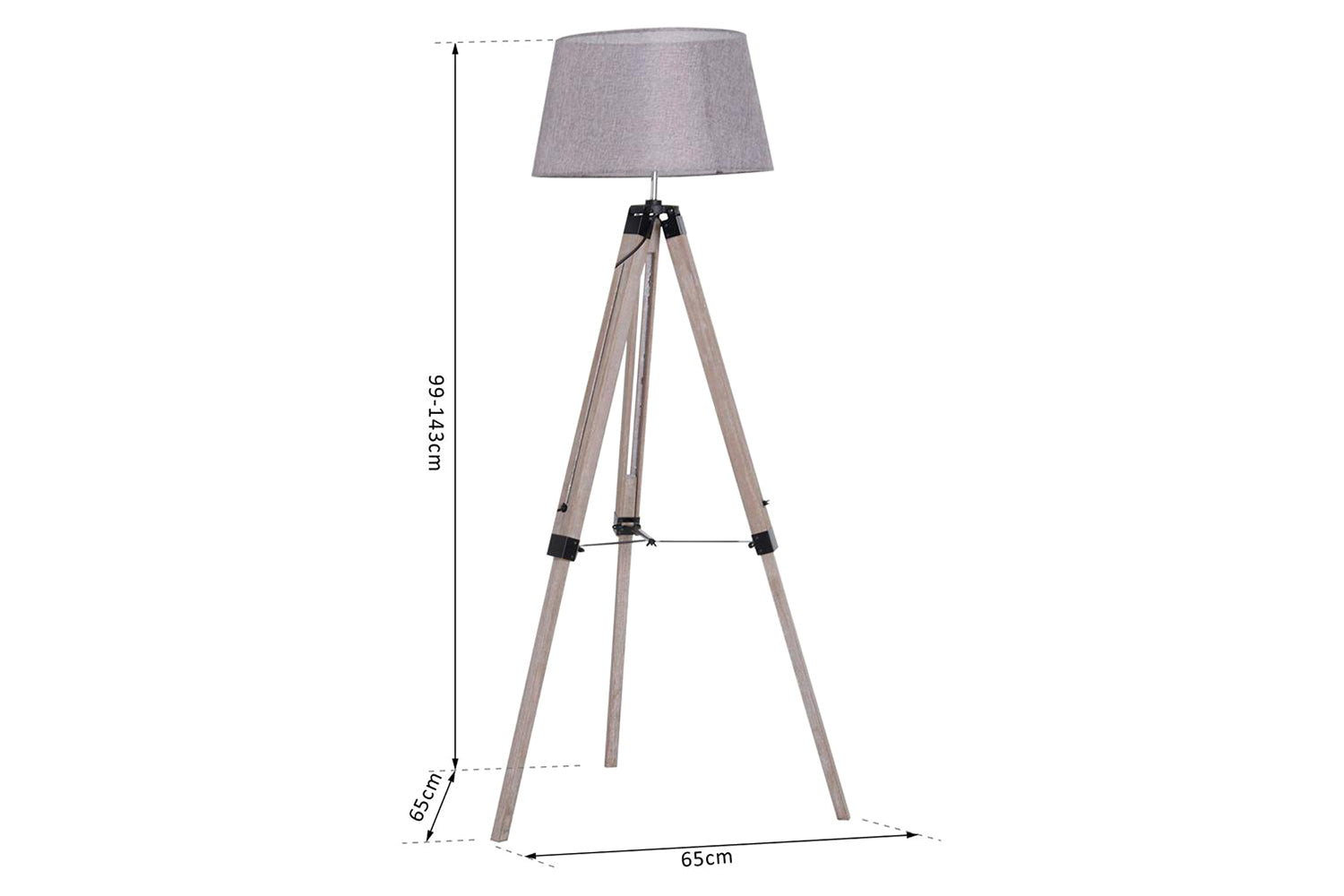 Homcom | Mid Century Tripod Floor Lamp | Grey/Natural-6