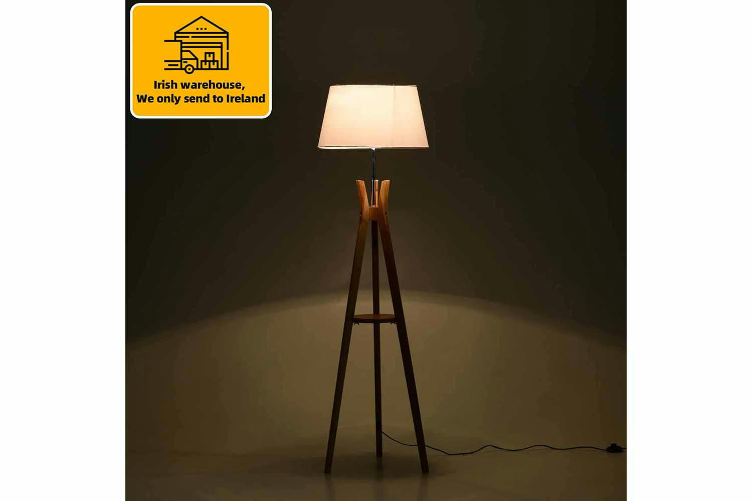 Homcom | Tripod Floor Lamp | Brown/White-2