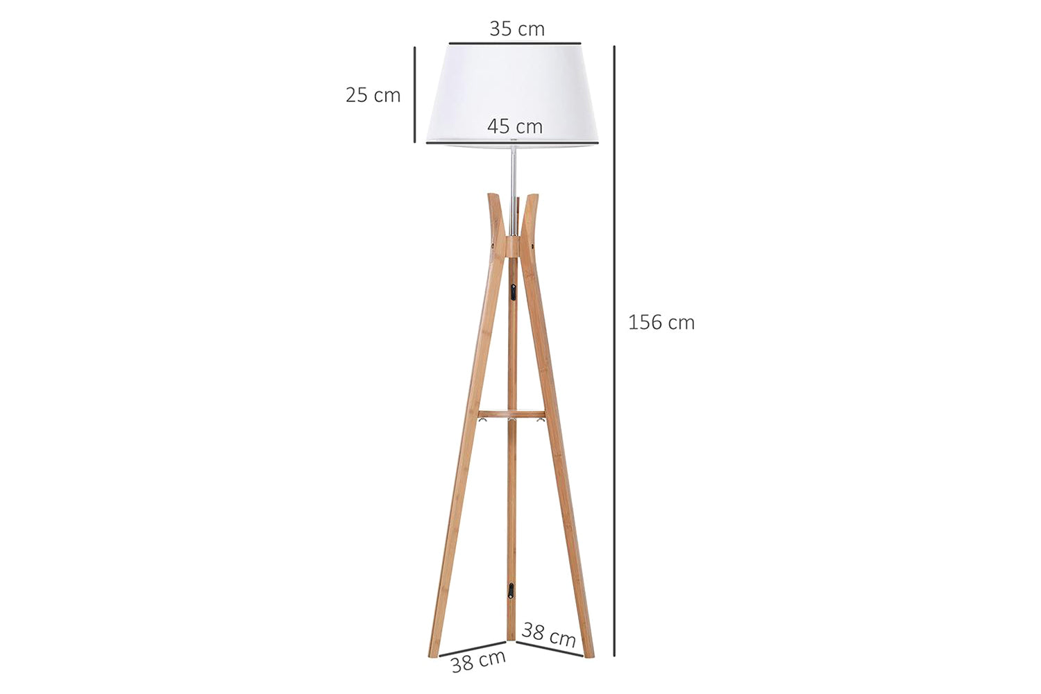 Homcom | Tripod Floor Lamp | Brown/White-6