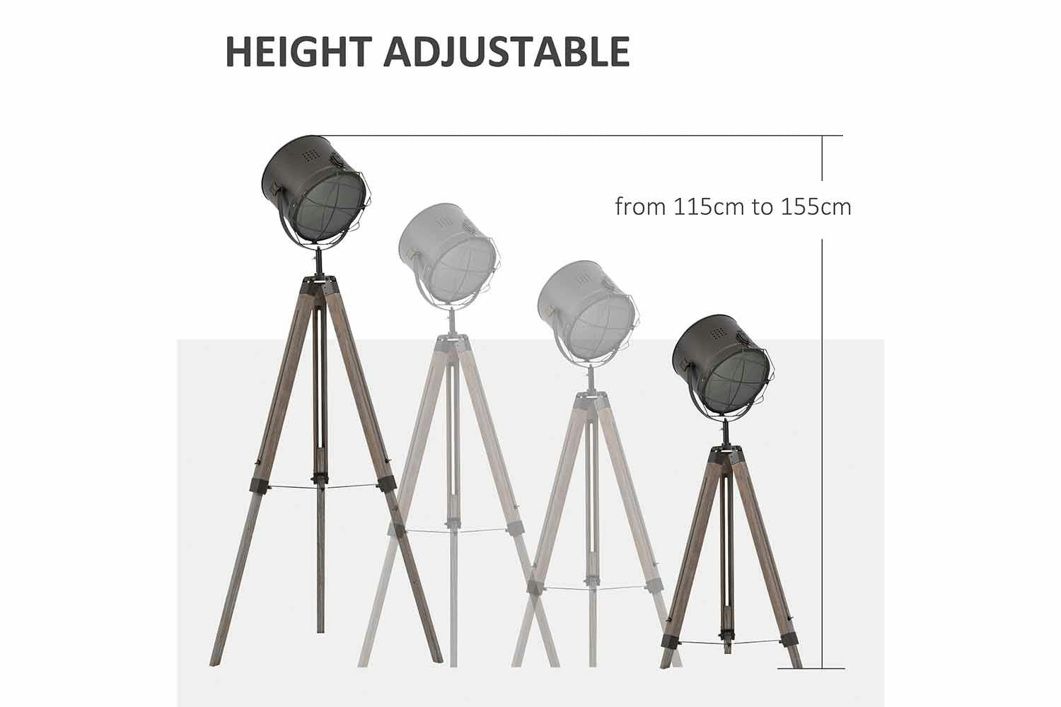 Homcom | Tripod Floor Lamp | Grey/Black-3