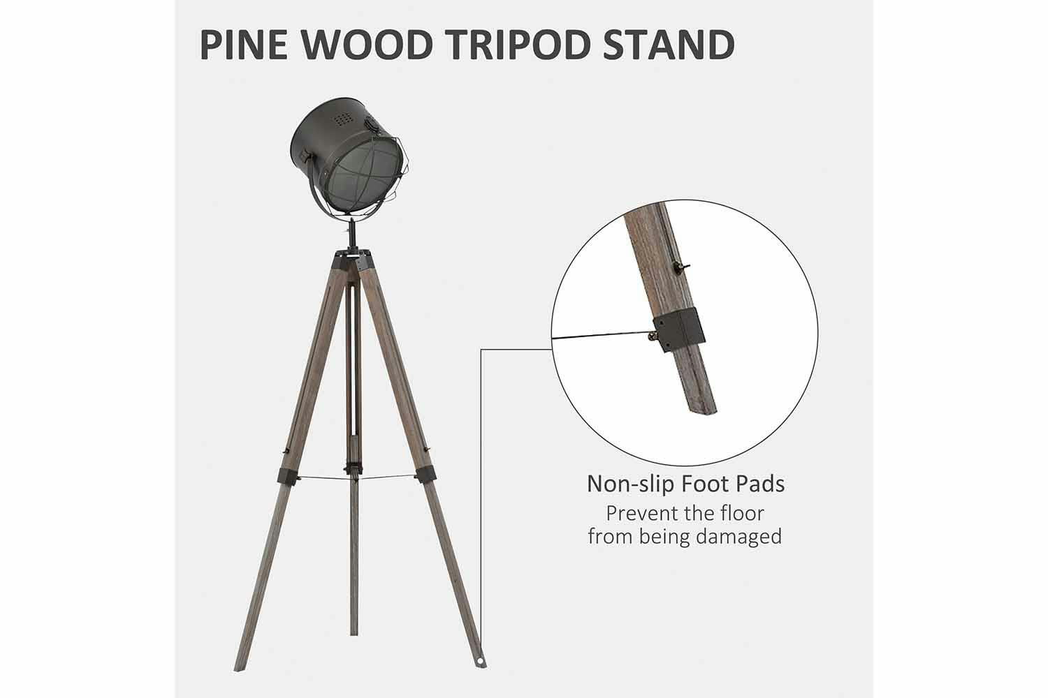 Homcom | Tripod Floor Lamp | Grey/Black-4