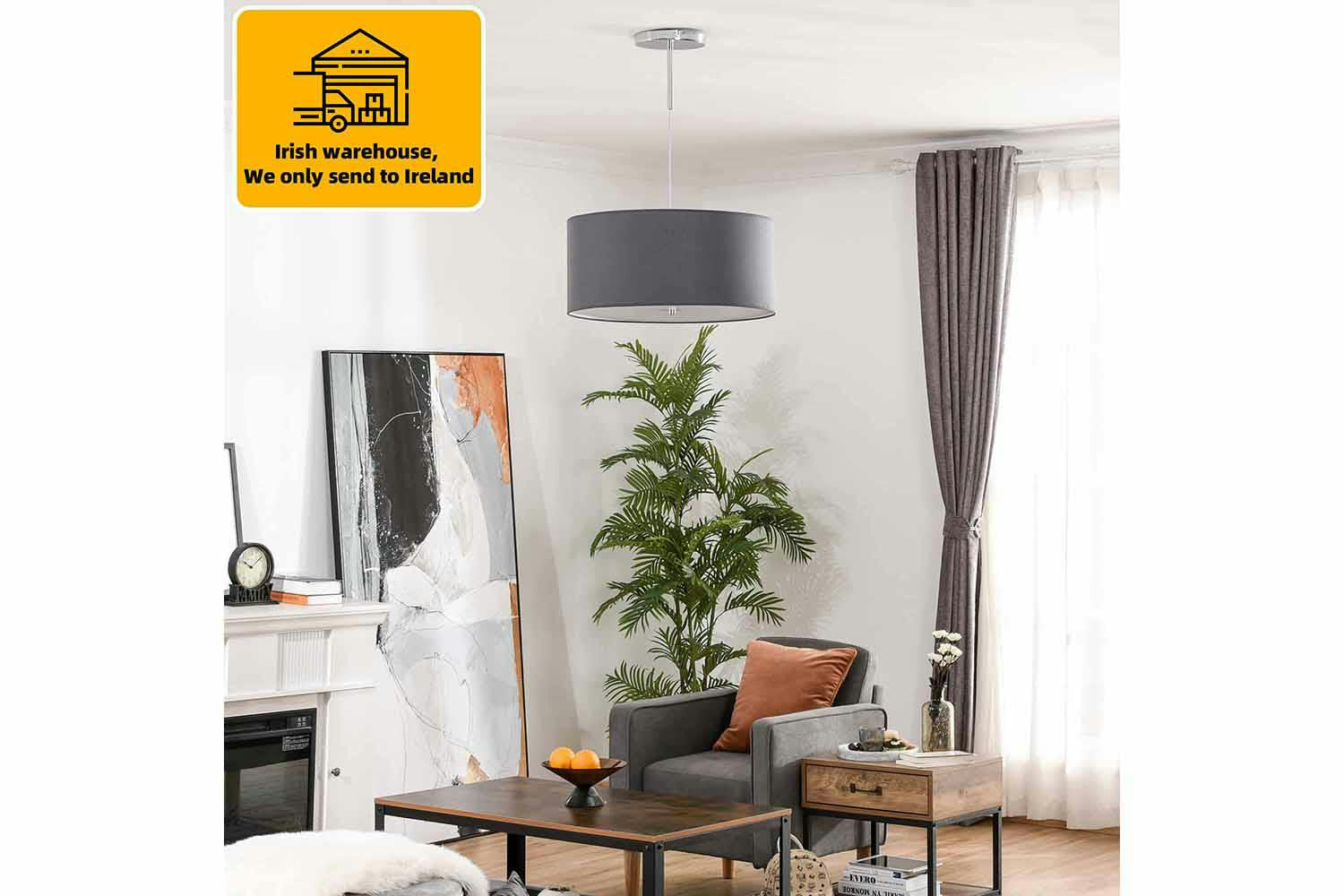 Homcom | Living Room Pendant Light | Silver/Grey-2