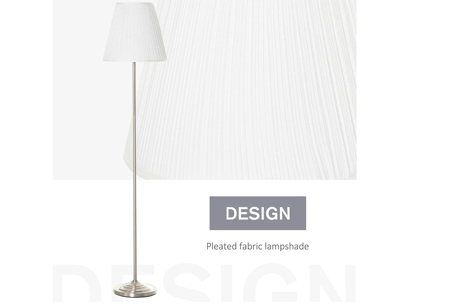 Homcom | Living Room Mid Century Floor Lamp | White/Silver-3