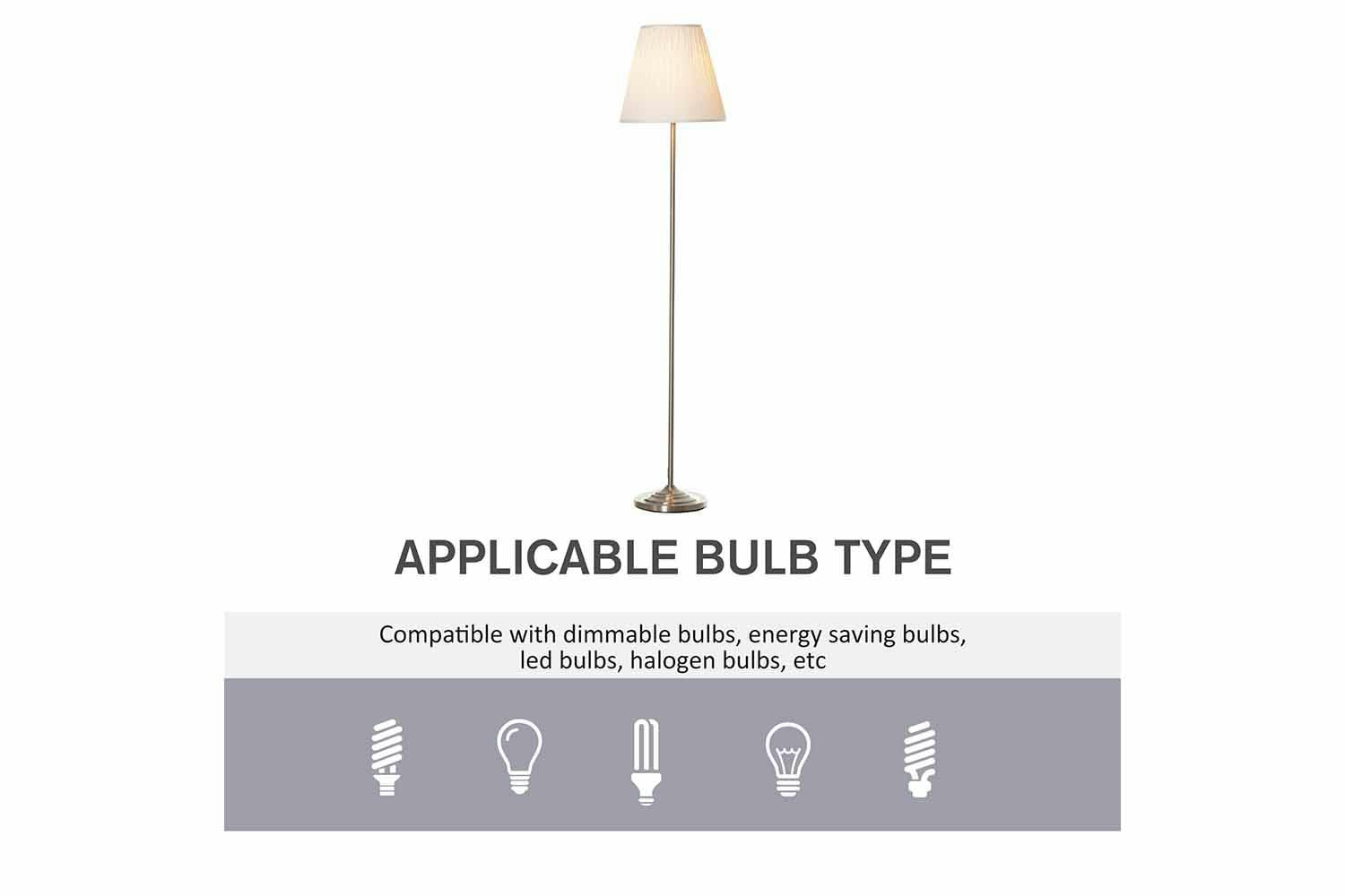 Homcom | Living Room Mid Century Floor Lamp | White/Silver-4