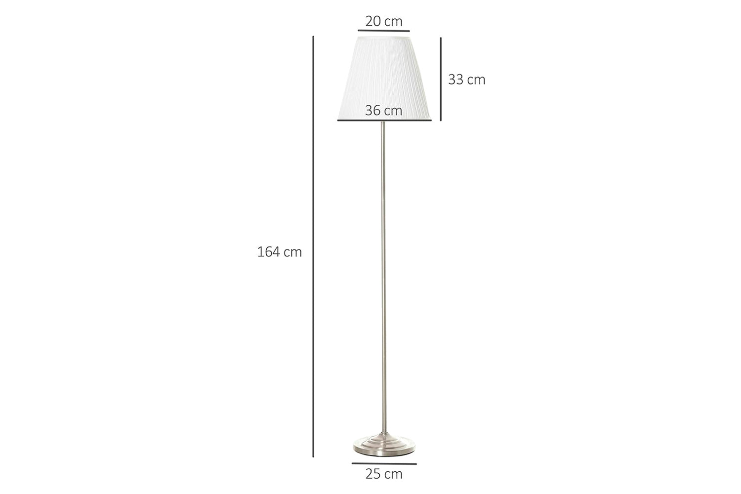 Homcom | Living Room Mid Century Floor Lamp | White/Silver-5